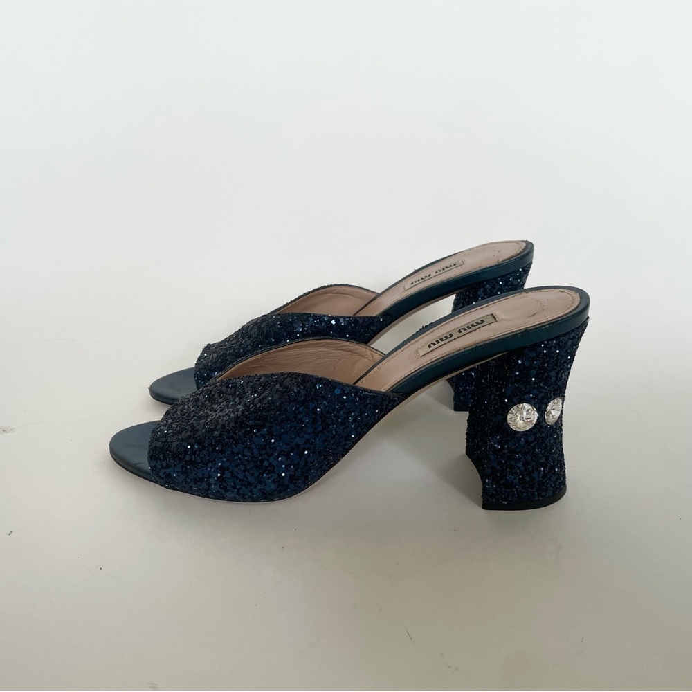 Miu Miu Blue Glitter Pumps
